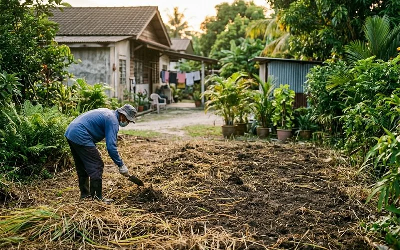 Cleared ground where lalang was treated and removed