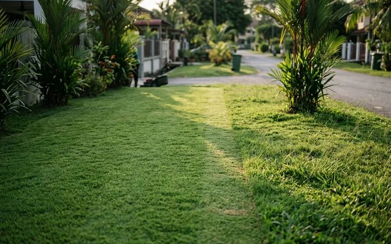 Neat freshly cut lawn with sharp edges after a recurring plan visit