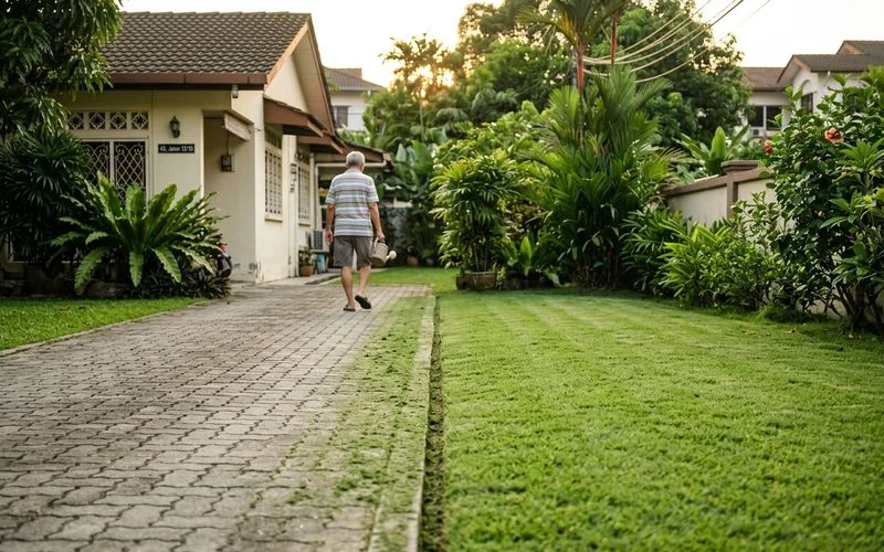 Neatly edged driveway border after a scheduled visit