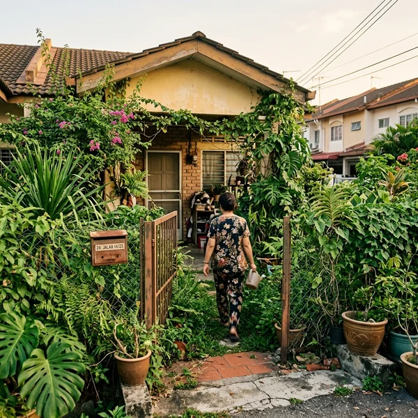 Before: overgrown terrace compound